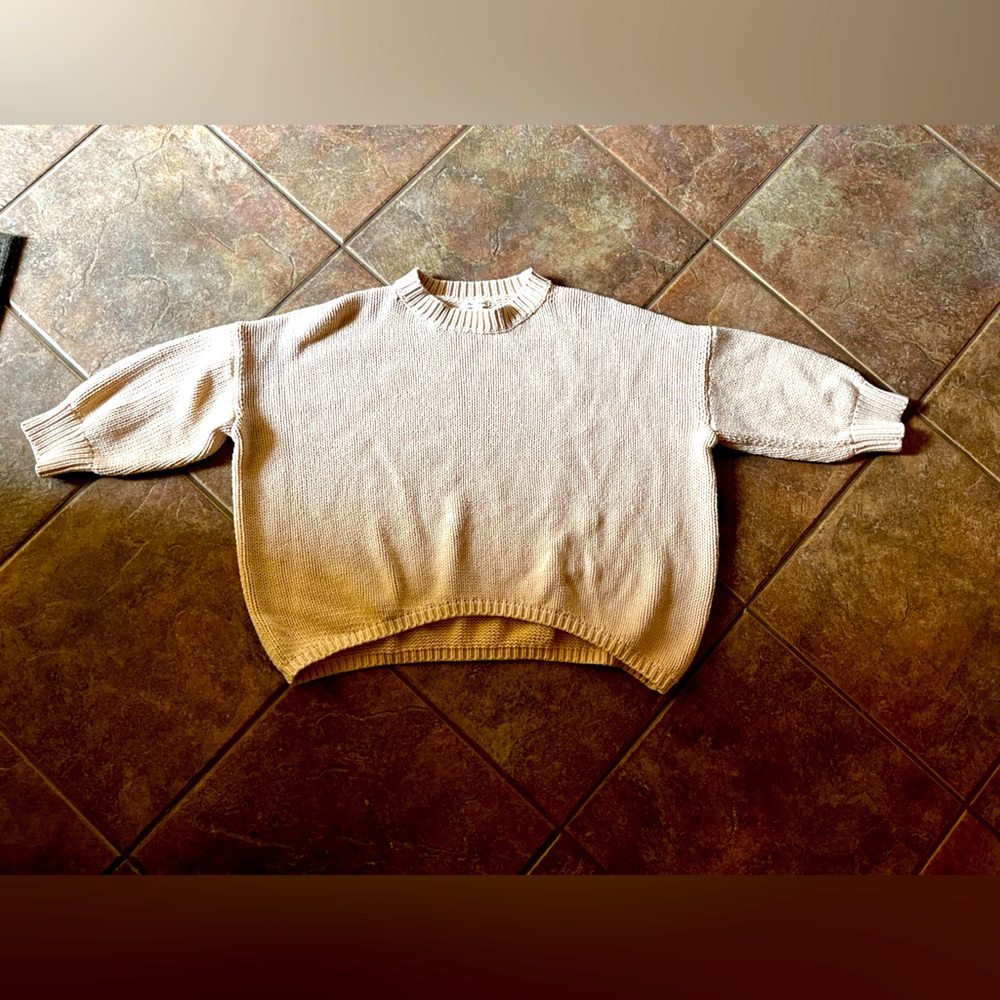 Oversized Crop Cream Knit Sweater